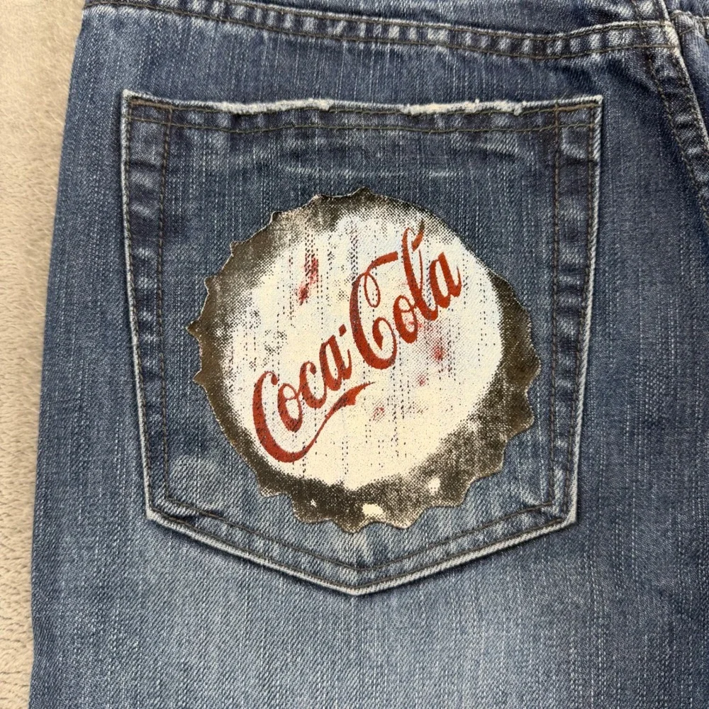 Vintage Levi's 501 Loose Straight Jeans Men's Size 30x30 Blue Coca Cola Patch